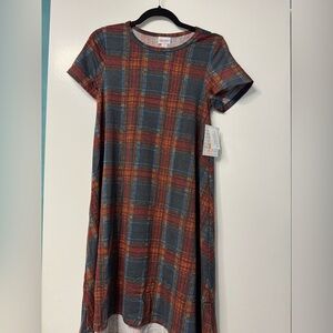 Lularoe Carly - Plaid Dress in Red and Blue